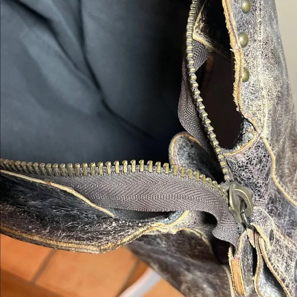 Frye Distressed Leather Shoulder Bag, Chocolate Brown - Picture 7 of 9